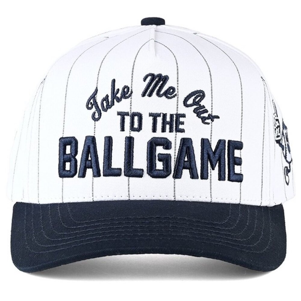 TAKE ME OUT TO THE BALL GAME Letter Stripe Pattern Two Tone Trucker Hat Baseball